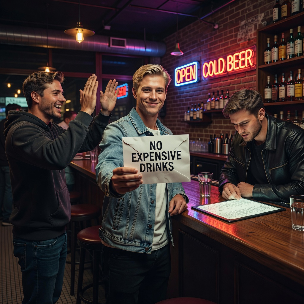 Young White men rejecting expensive outing, opting for budget-friendly alternative