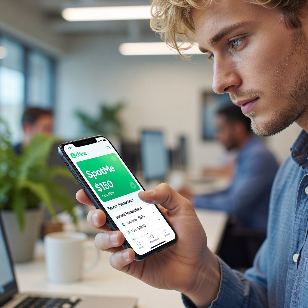 Chime SpotMe feature screenshot with overdraft protection