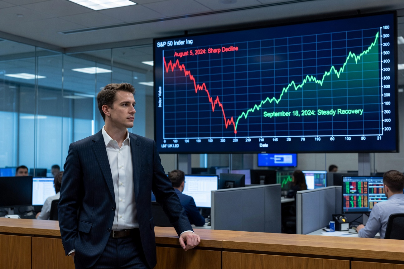 S&P 500 chart dipping then recovering in August 2024