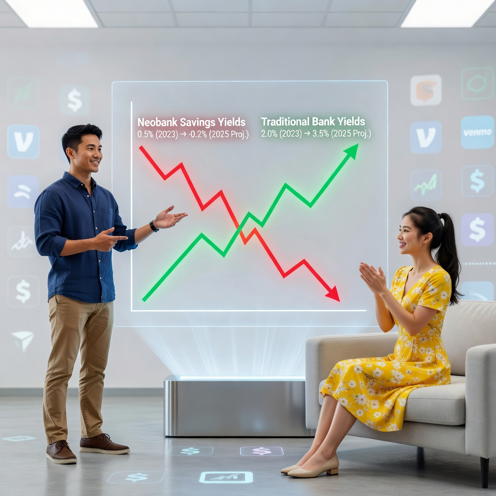 Dynamic chart contrasting neobank yields against traditional savings growth